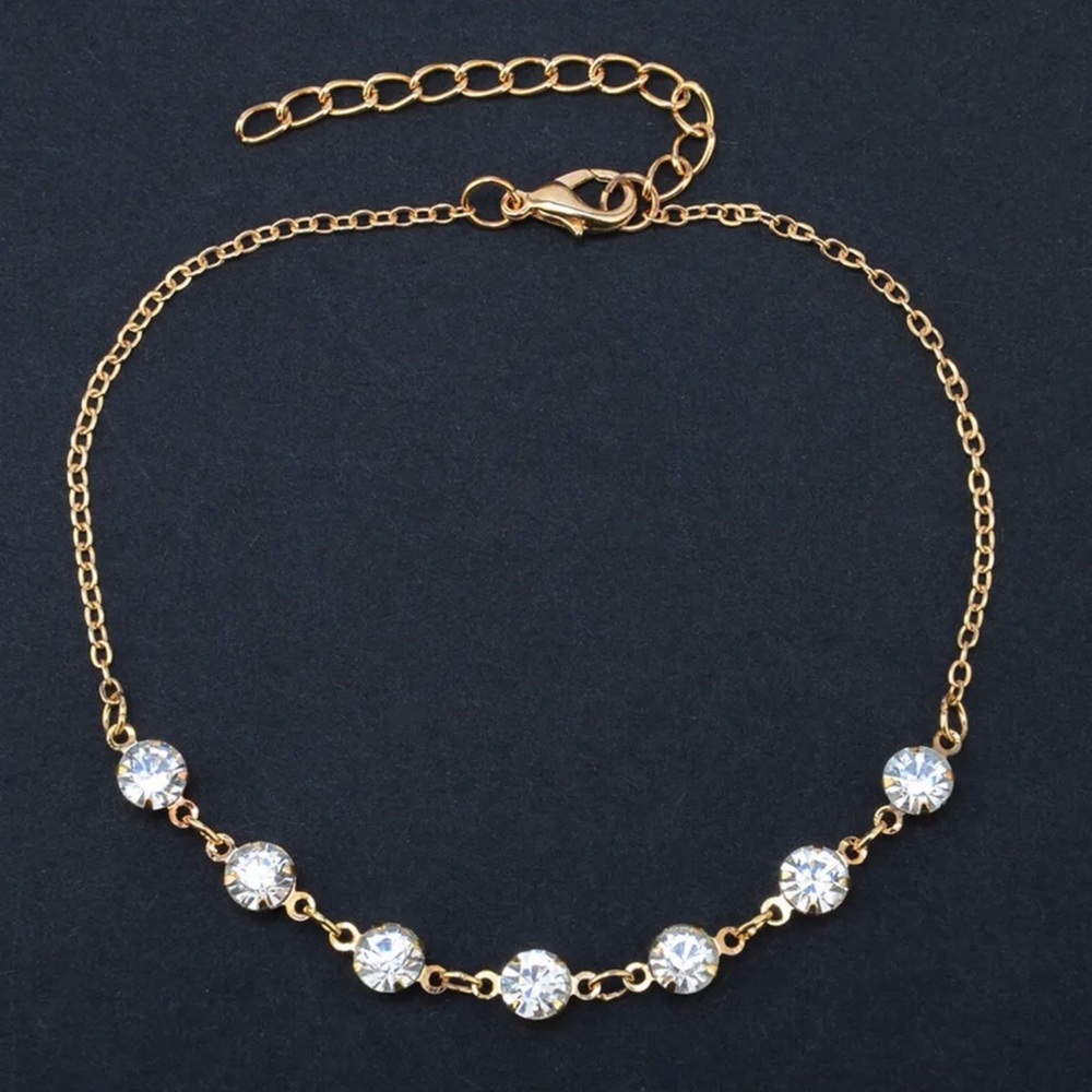 Gold Tone Rhinestone Anklet Bracelet - NWT - Picture 5 of 5